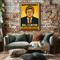 Bill Clinton 42nd President of the United States Inked Comic Style Poster