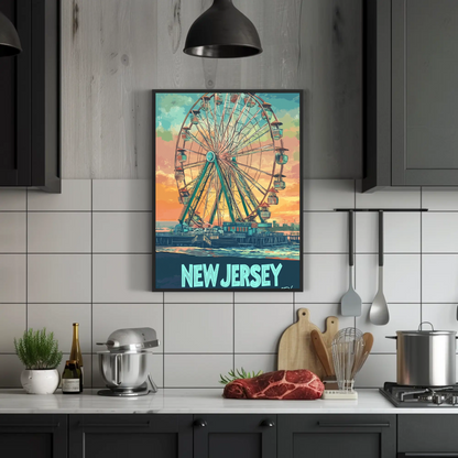 New Jersey Boardwalk Vintage Travel Poster