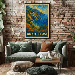Amalfi Coast Poster Wall Art Coastal Decor Travel Gift Idea