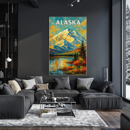Alaska Denali Mountain Scenic Wilderness Landscape Travel Poster