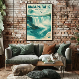 Niagara Falls New York Scenic Poster Vintage Wall Art