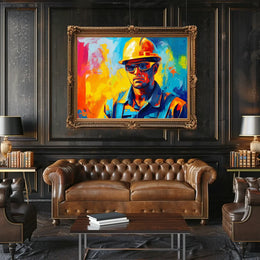 Dynamic Construction Worker Abstract Art Poster