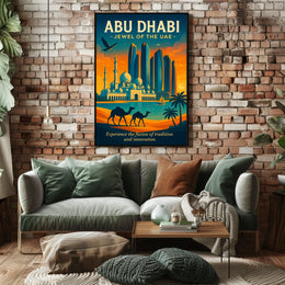 Abu Dhabi Skyline A Vibrant City Fusion Travel Poster