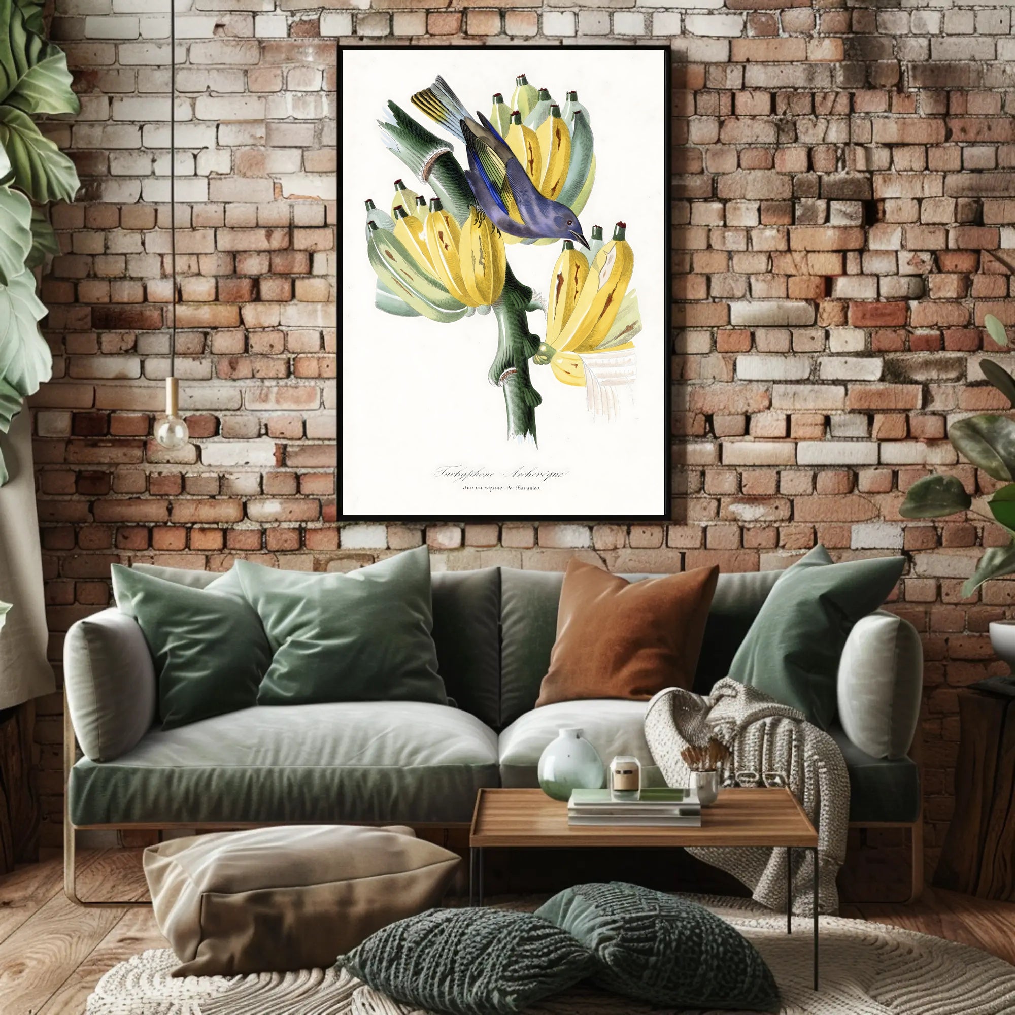 Exotic Bird on Banana Plant Poster