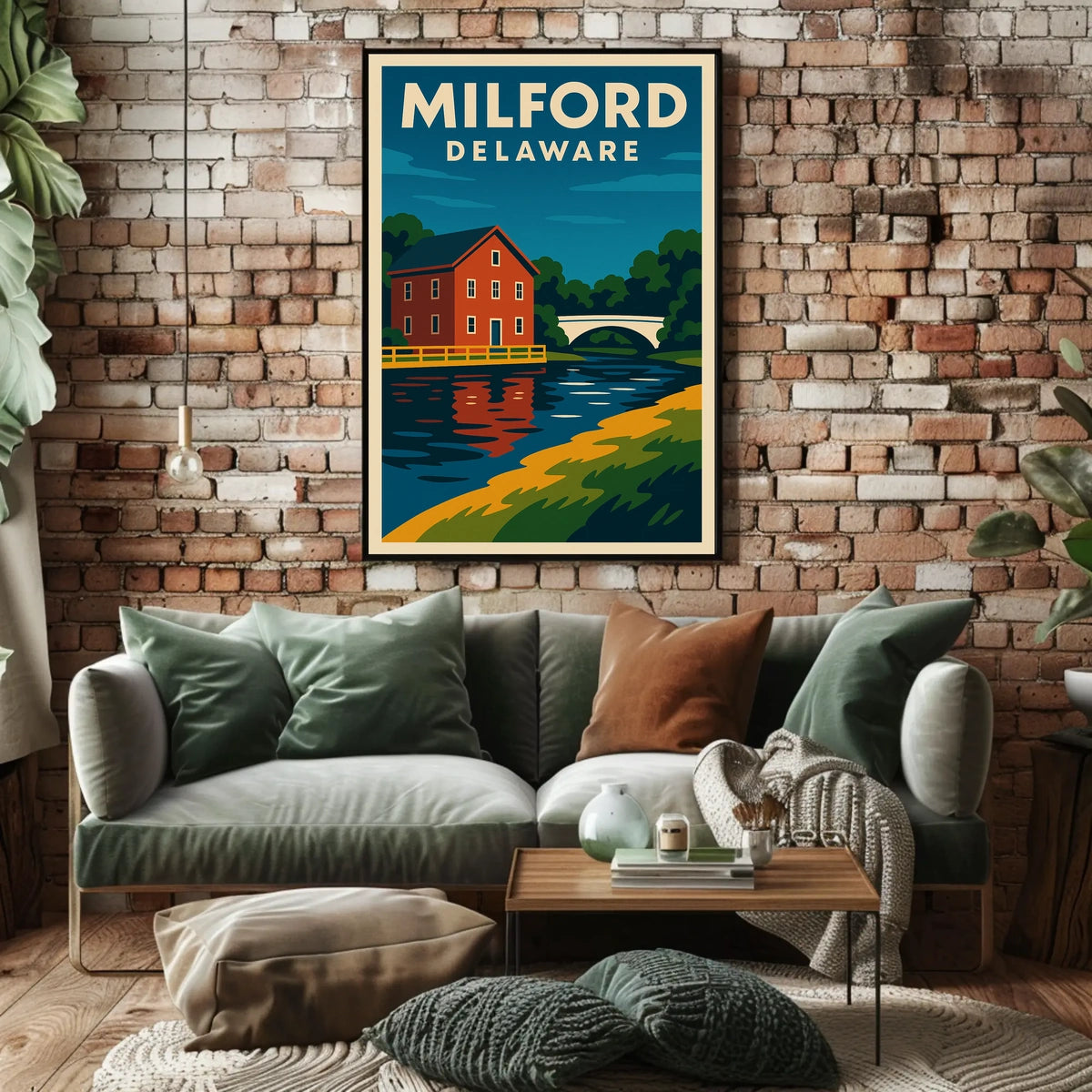 Milford Delaware Scenic Watercolor Wanderlust Poster