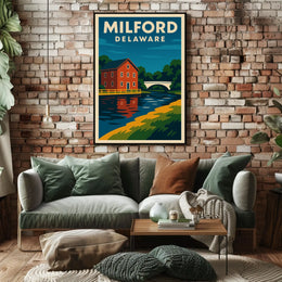 Milford Delaware Scenic Watercolor Wanderlust Poster