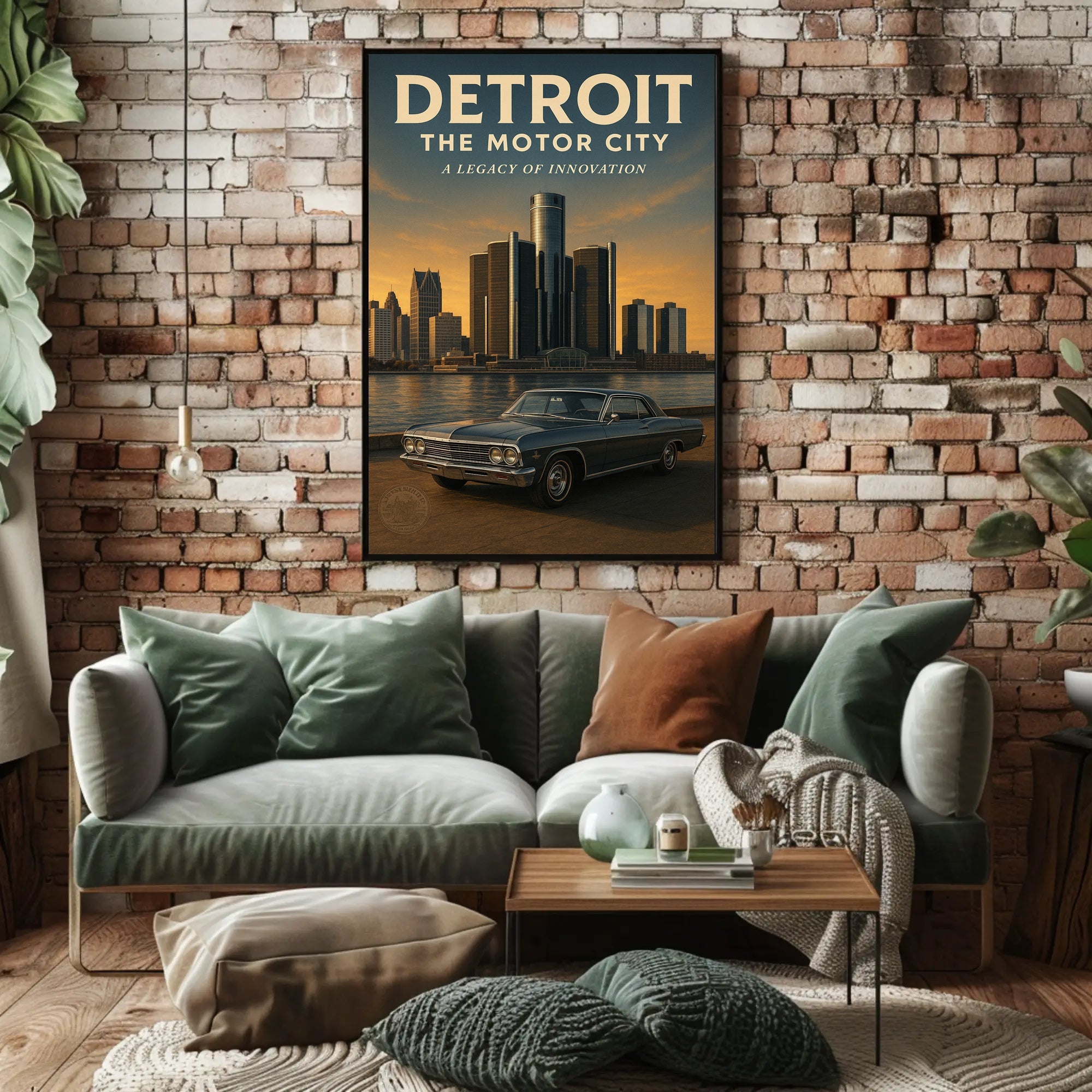Detroit The Motor City Vintage Poster Print PosterGoat