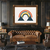 Abstract Rainbow and Geometric Mountains Art Poster