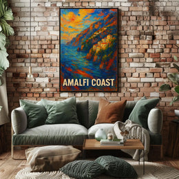 Amalfi Coast Poster Wall Art Scenic Seaside Premium Print