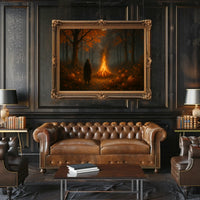 Autumn Bonfire Woods Watercolor Cozy Poster