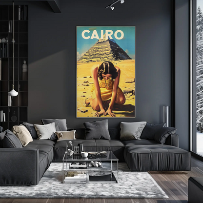 Cairo Pyramid Woman Desert Vintage Egypt Travel Poster