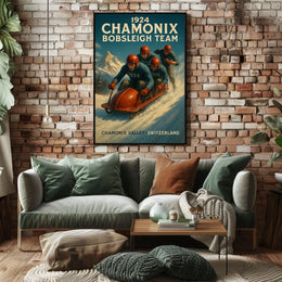1924 Chamonix Bobsleigh Team Poster