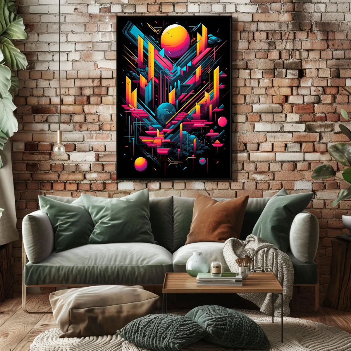 Neon Geometric Cosmos Poster