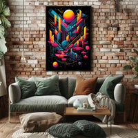 Neon Geometric Cosmos Poster