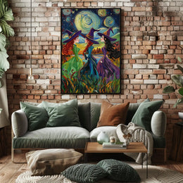 Three Witches Colorful Van Gogh Whimsical Poster