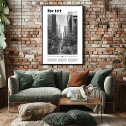 New York City Vintage Street Scene Poster Classic Wall Art