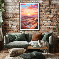 Badlands Sunset Travel Poster Vintage National Park