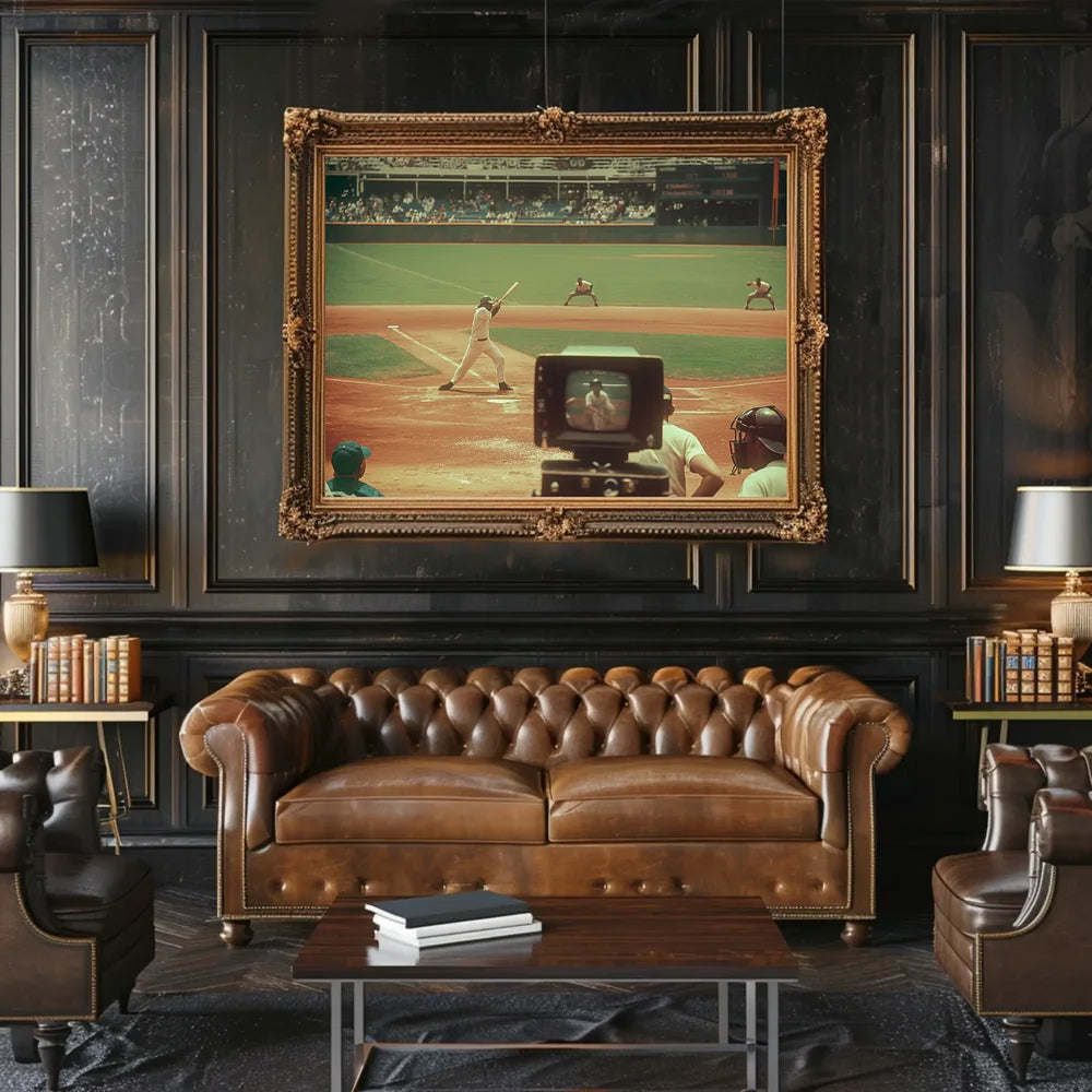 Vintage Baseball Game Nostalgia Poster Mid-Century Style