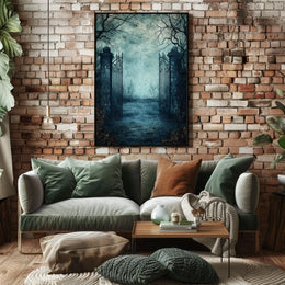 Gothic Iron Gate at Abandoned Graveyard Artistic Poster