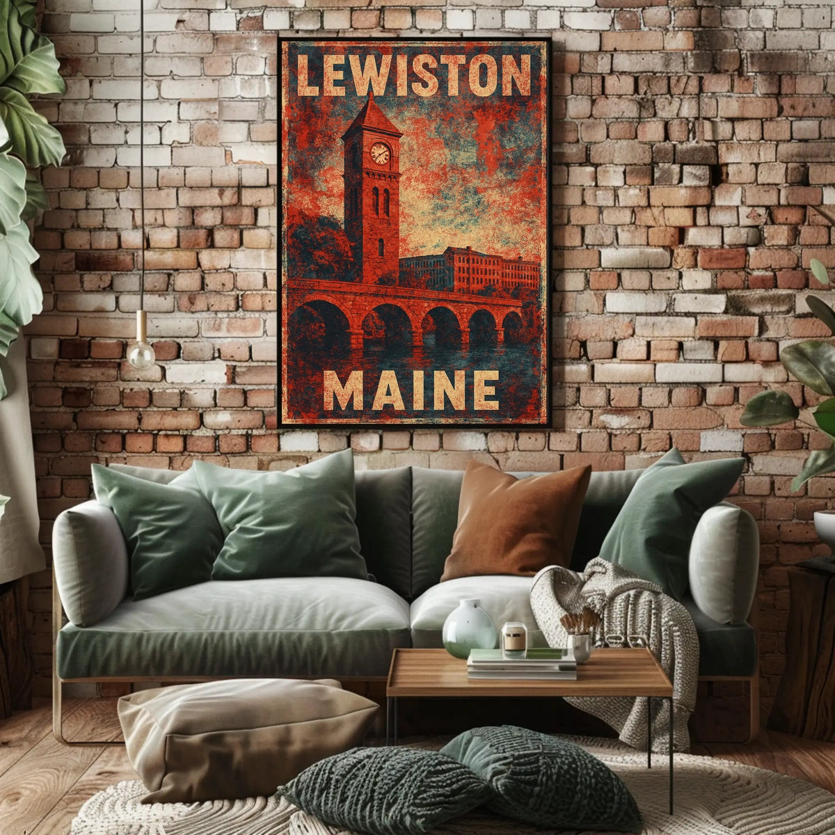 Lewiston Vintage Charm Maine Decor Poster