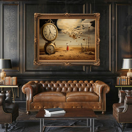 Surreal Dreamscape with Moon and Clocks - Fantasy Poster