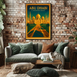 Abu Dhabi Modern Oasis Vintage Travel Poster
