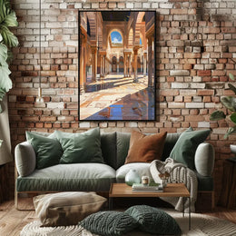 Ornate Moorish Architecture Poster: Alhambra-Inspired Art Print
