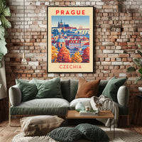 Stylized Historic Architecture of Prague Travel Poster