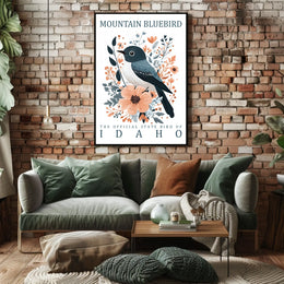 Mountain Bluebird Idaho State Bird Art Poster