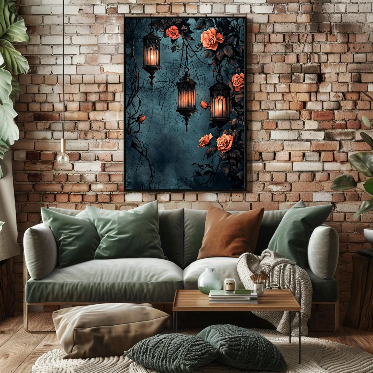 The poster displays a gothic and romantic theme. Three ornately designed lanterns emit Travel Poster