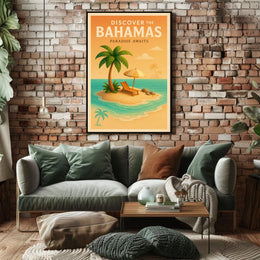 Bahamas Tropical Paradise Vintage Travel Poster