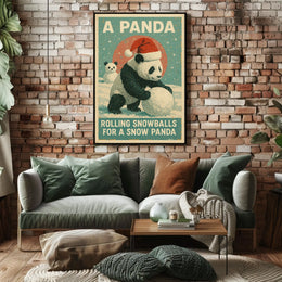 Winter Panda Scene Poster