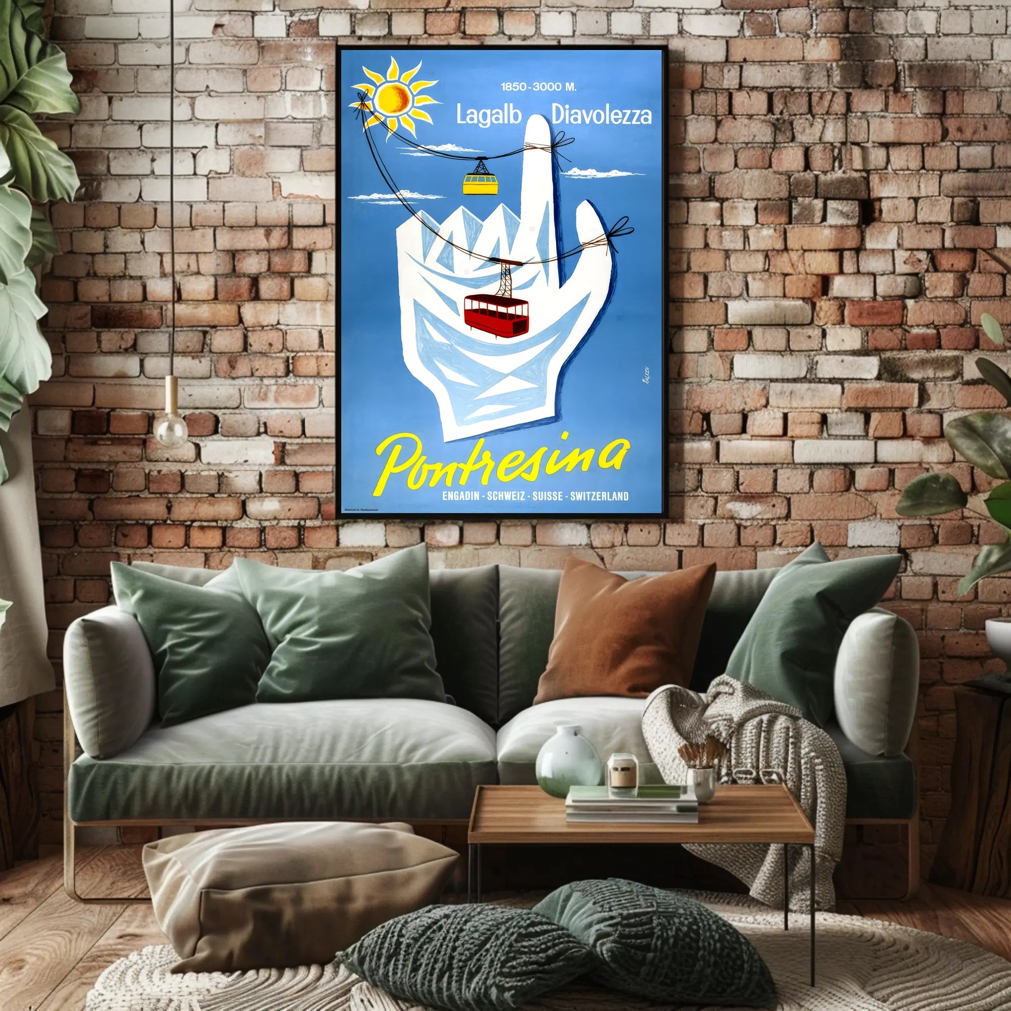 Pontresina Mountain Cable Cars Poster PosterGoat