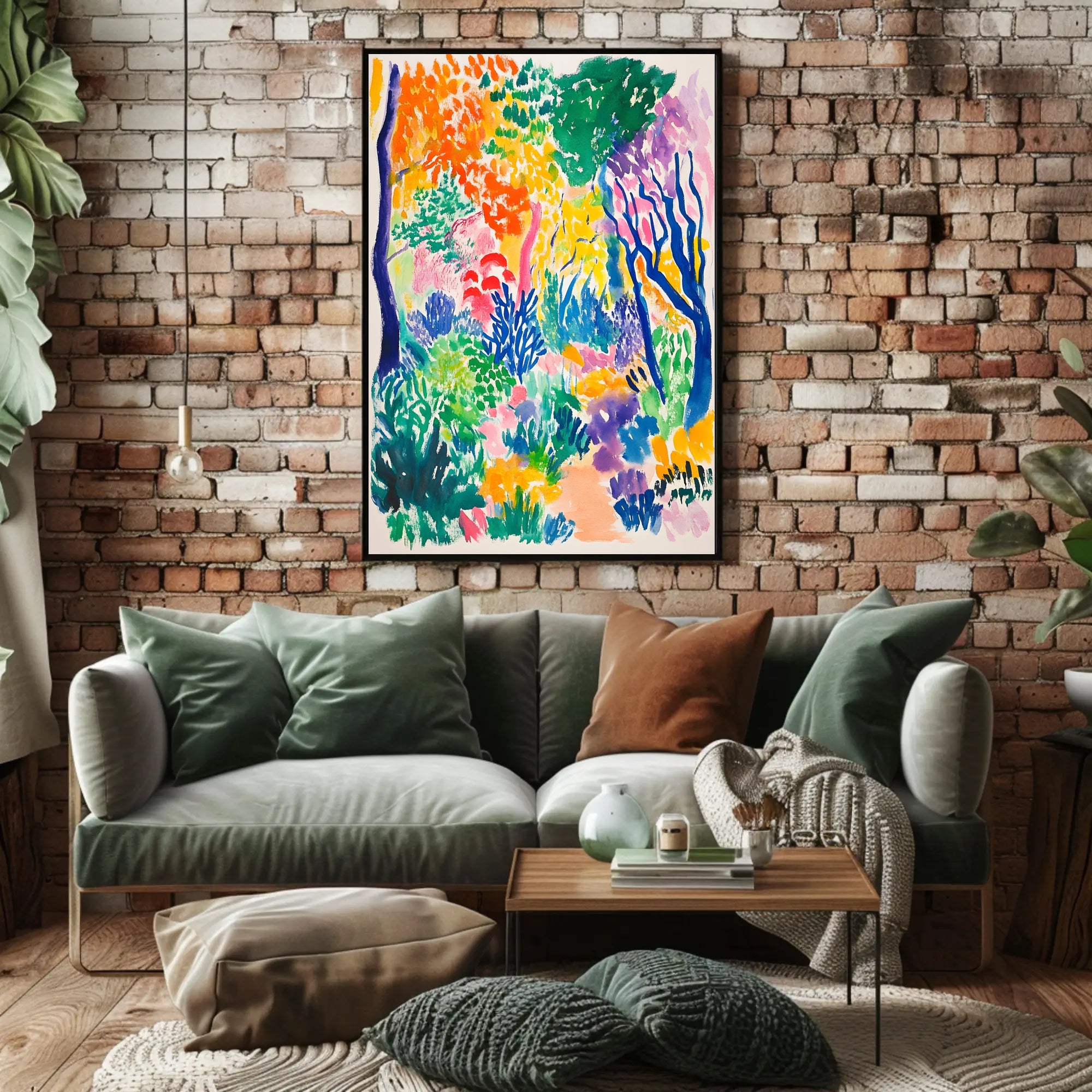 The poster depicts a vibrant and colorful landscape, likely representing a lush forest Travel Poster