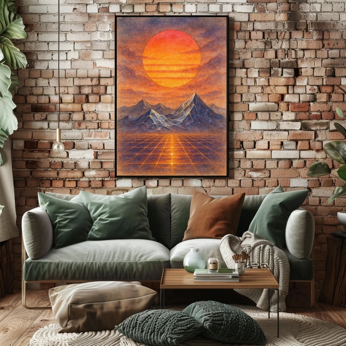 Surreal Radiant Sun Retro-Futuristic Sci-Fi Poster