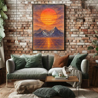 Surreal Radiant Sun Retro-Futuristic Sci-Fi Poster