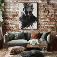 Intense Black and White Brooding Character Poster PosterGoat