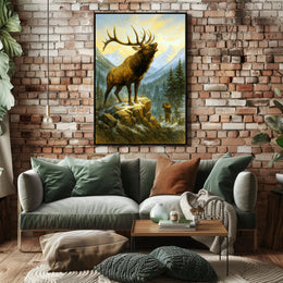 Majestic Elk in the Mountains Poster PosterGoat