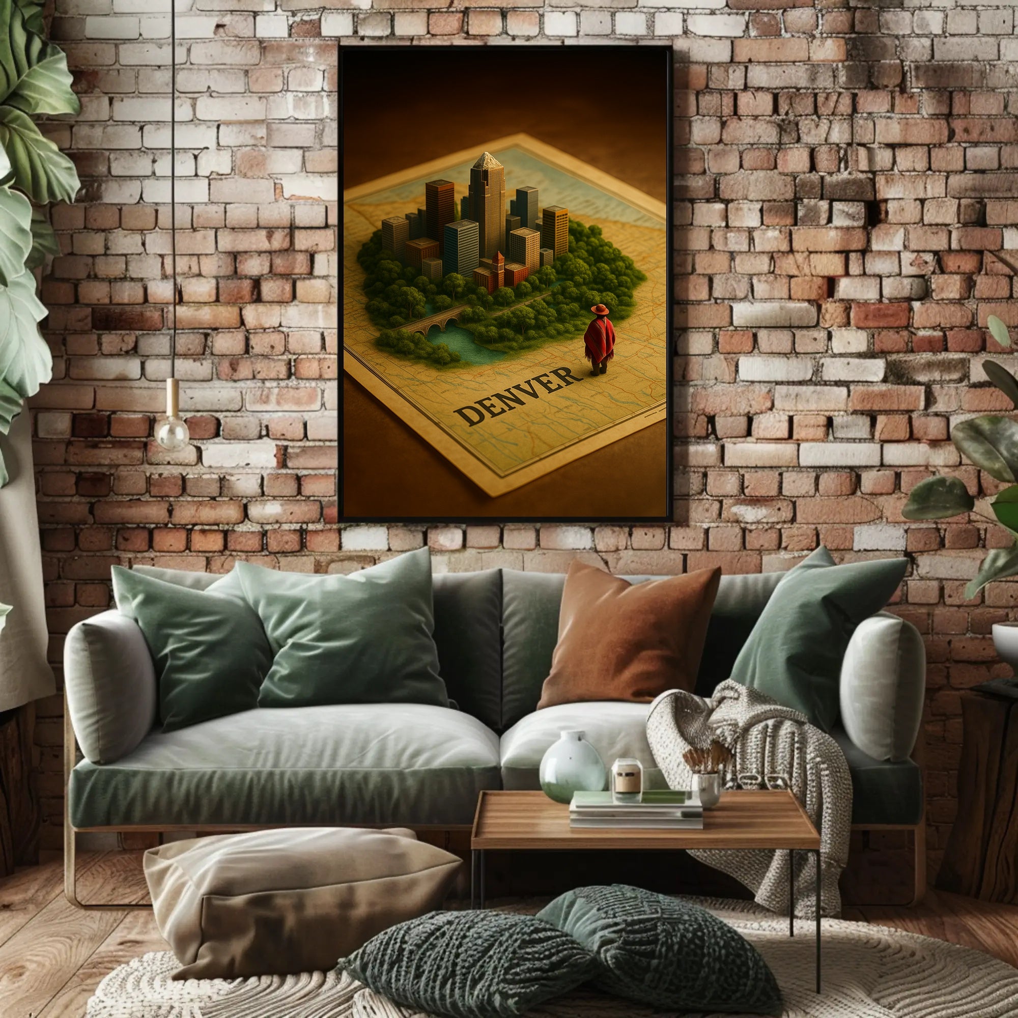 Denver Miniature Cityscape Poster Wall Art Print