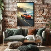 Exhilarating Coastal Drive Modern Car Travel Poster
