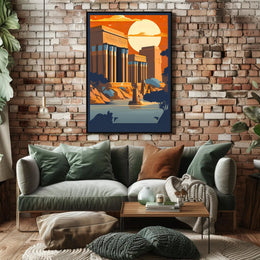 Ancient Egyptian Temple at Sunset Poster