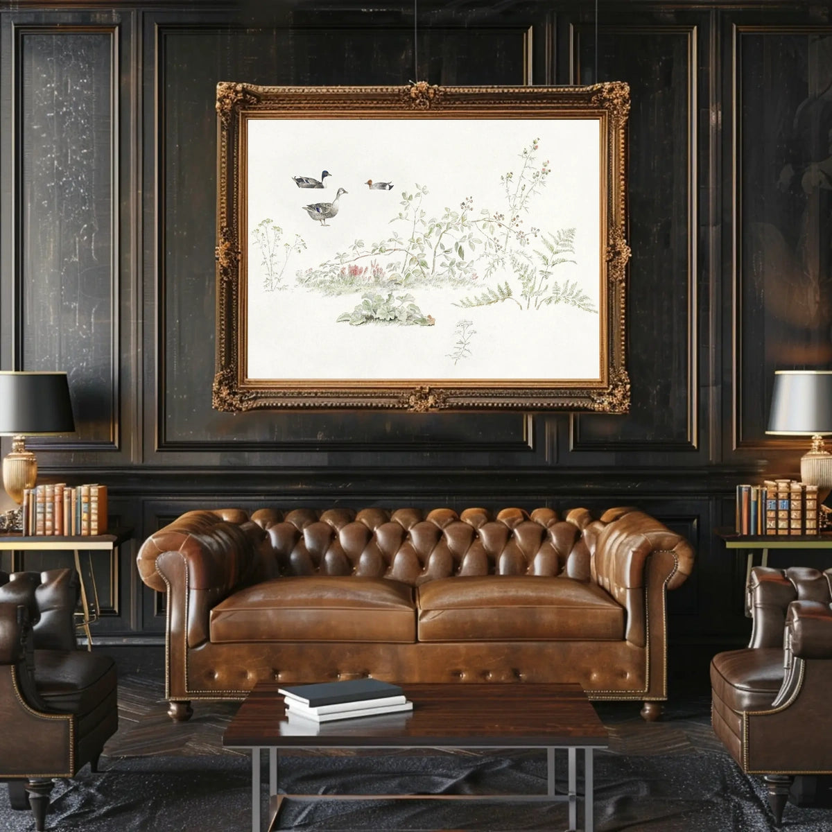 Serene Waterfowl Scene: Vintage Nature Animal Poster