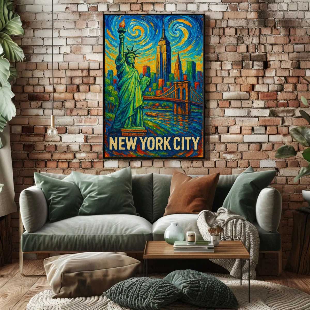 New York City Vibrant Impressionist Poster Vintage Wall Art