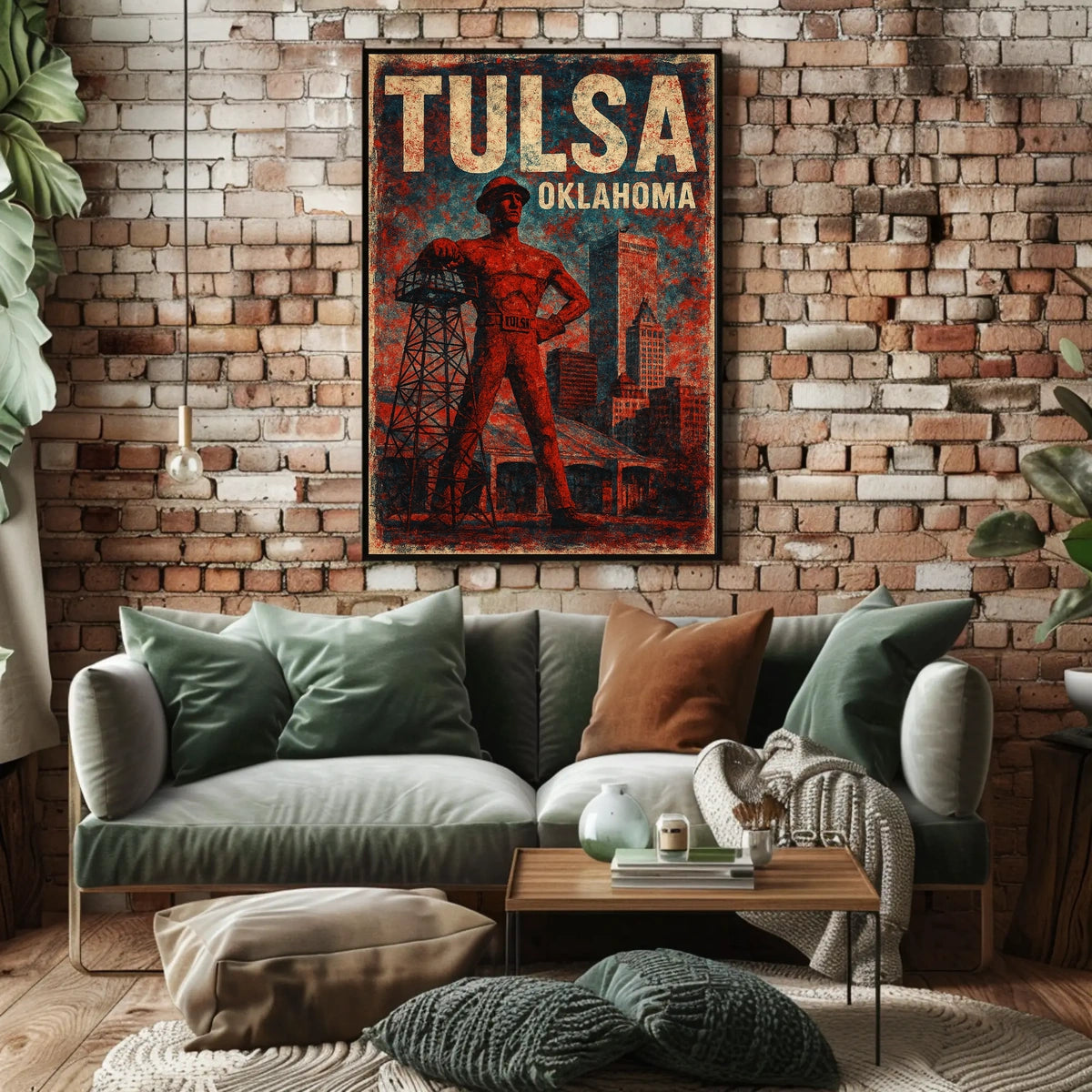 Tulsa Oklahoma Cityscape Vintage Travel Decor Poster