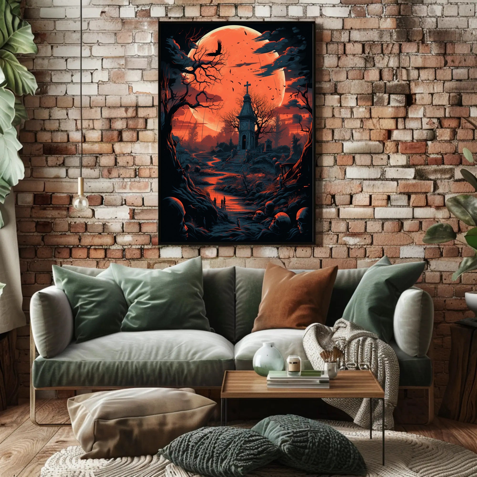 Haunted Moonlit Cemetery Poster