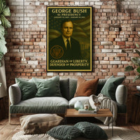 George Bush American Flag Historical or Presidential Poster