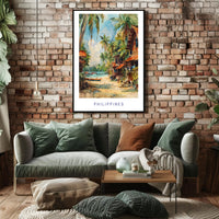 Tropical Coastal Serenity in Watercolor Travel Poster PosterGoat