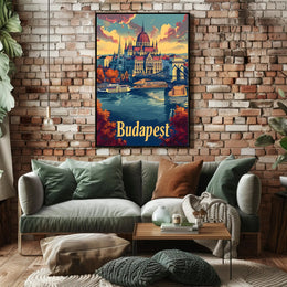 Hungarian Parliament Vintage Travel Poster