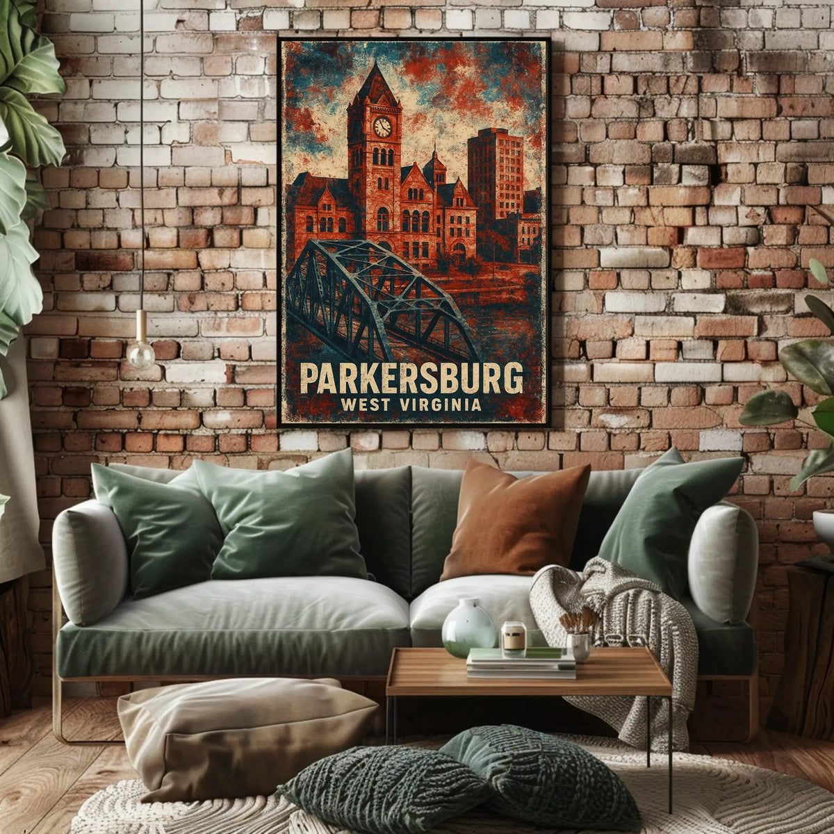 Parkersburg WV Scenic Vintage River Town Collectors Poster