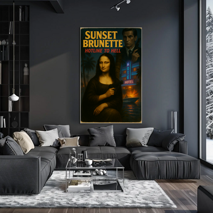 Sunset Brunette Mona Lisa Parody Noir Action Art Movie Poster